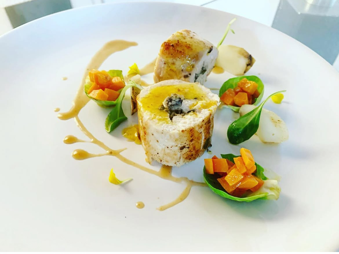 Jambonnette de poulet farcie aux champignons de Paris